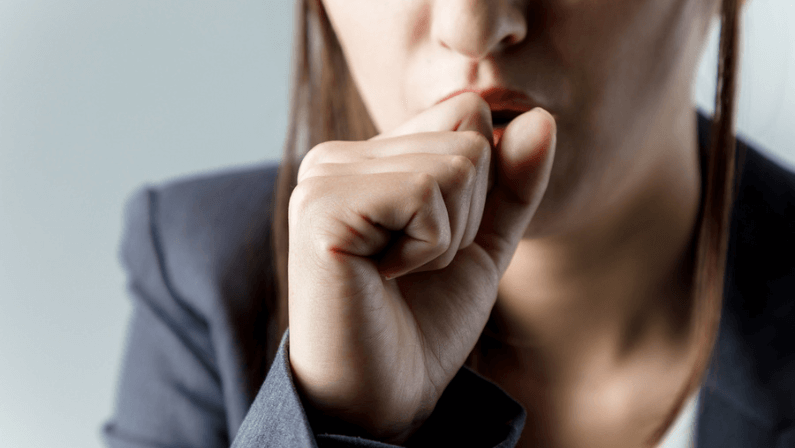 coughing woman. catching a cold. health care concept.