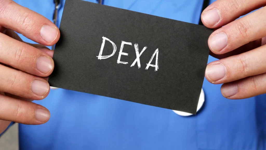 Medical concept meaning Bone Density Scan DEXA with inscription on the side.